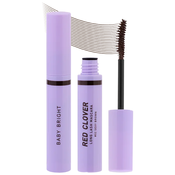 Baby Bright Red Clover Long Lash Mascara 02 Sexy Brown - Korean volumizing lengthening mascara with red clover extract