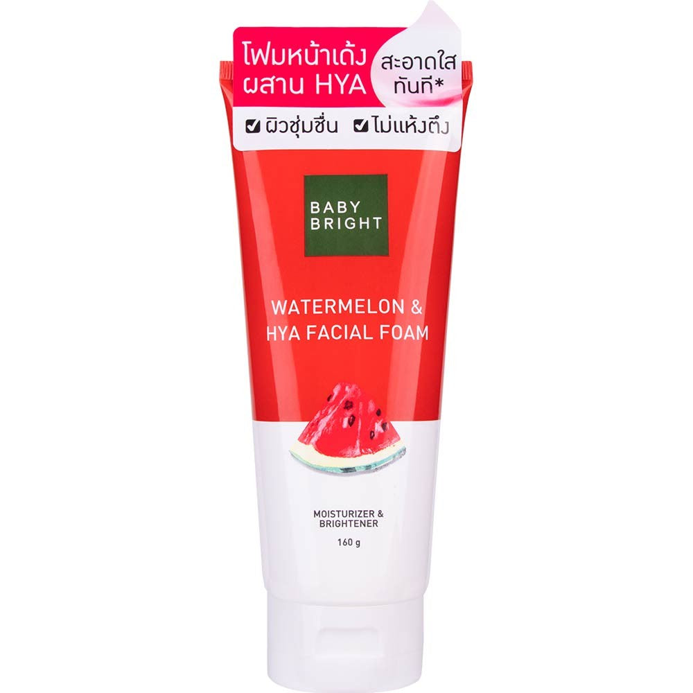 Baby Bright Watermelon Hyaluronic Acid Facial Foam 160g - Korean face wash with AHA and Vitamin C for radiant skin