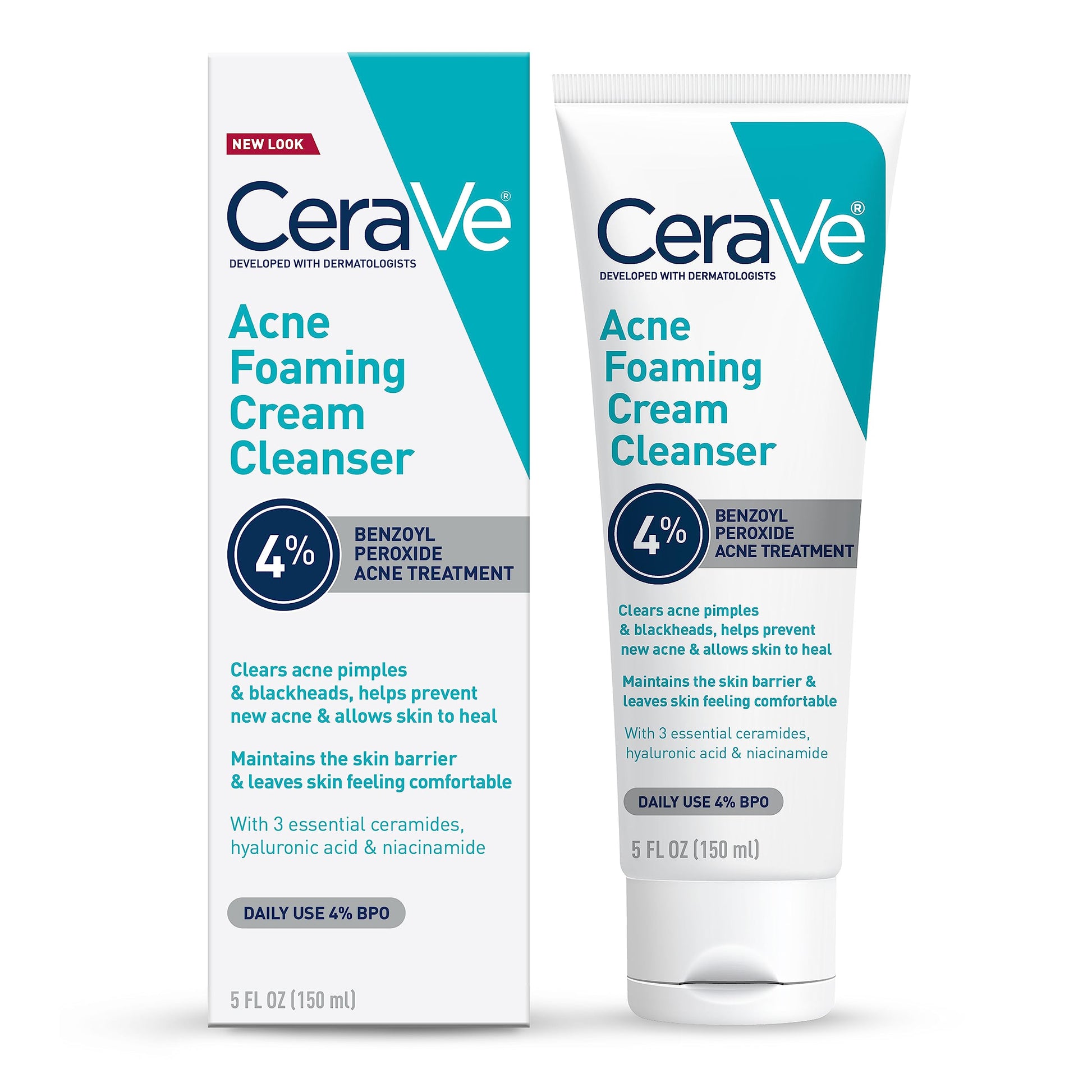 CeraVe Acne Foaming Cream Cleanser with 4 Percent Benzoyl Peroxide 150ml