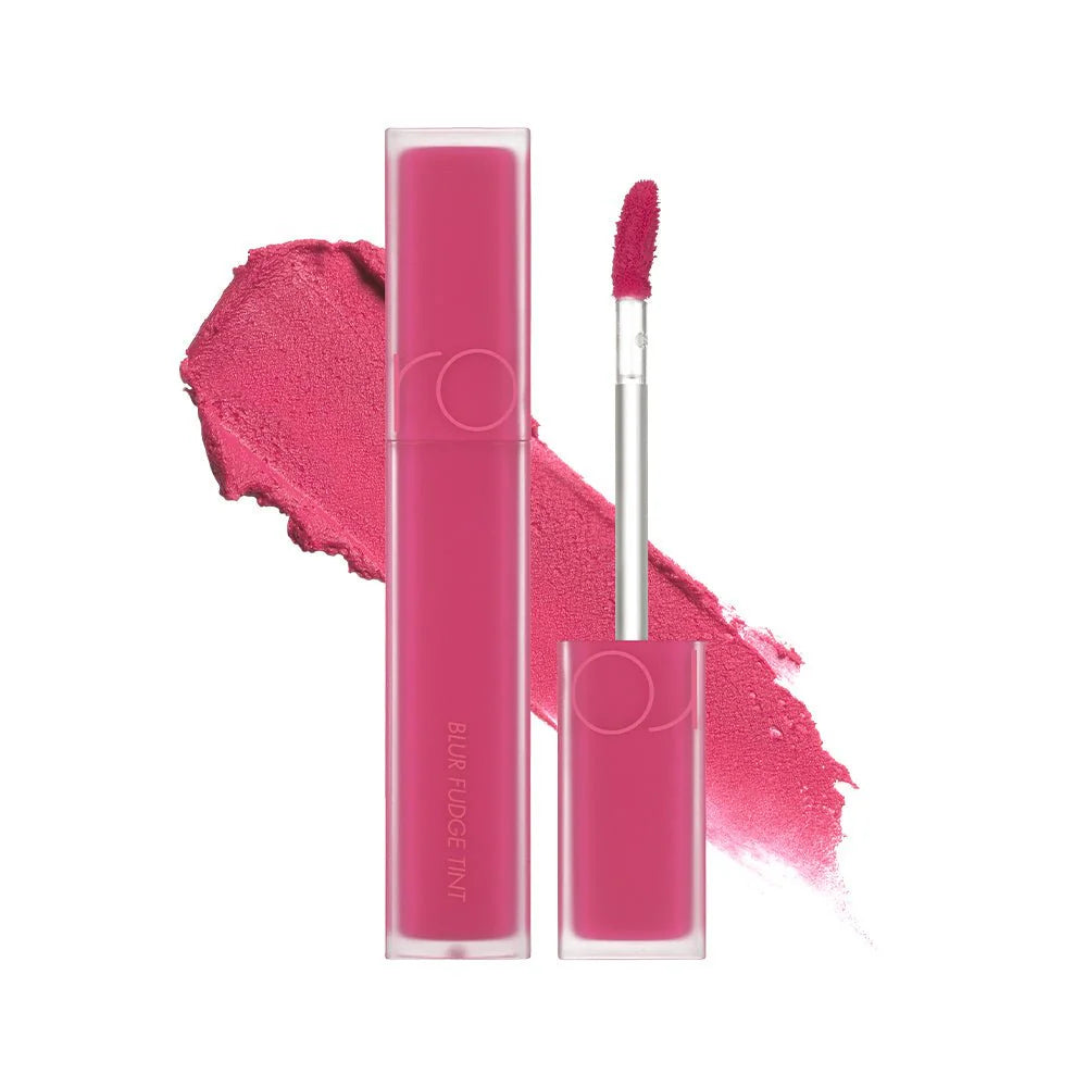 rom&nd Blur Fudge Tint No.05 Bibi Candy - Korean powder-blur matte lip tint in sweet strawberry candy pink