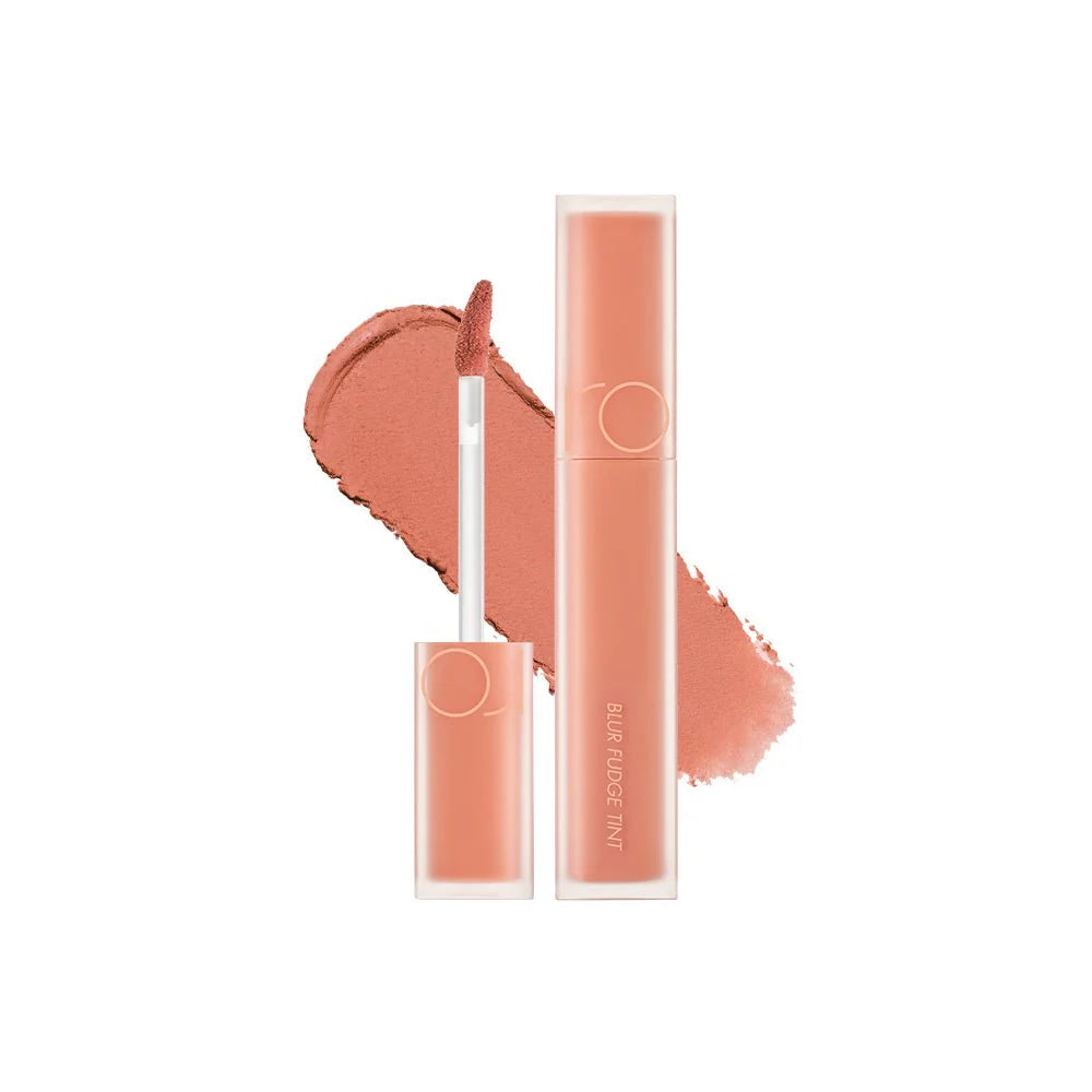 rom&nd Blur Fudge Tint No.12 Warming Up - Korean powder-blur matte lip tint in warm terracotta rust